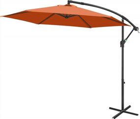 img 4 attached to FRUITEAM 10Ft Offset Patio Cantilever Umbrella With Crank & Cross Bar, Outdoor Market Umbrella Waterproof UV Protection UPF50+ For Garden/Pool/Backyard