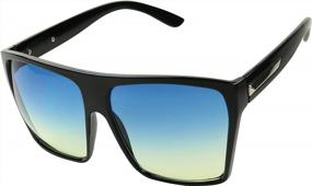 img 3 attached to Красочные большие солнцезащитные очки трапециевидной формы в стиле ретро с широкими градиентными линзами и модными квадратными блоками от ShadyVEU