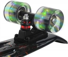 img 1 attached to 22 Inch Mini Cruiser Retro Skateboard W/ Flash Wheels For Kids, Boys, Girls & Youths - Perfect Beginner Board!