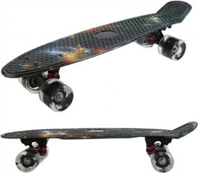 img 3 attached to 22 Inch Mini Cruiser Retro Skateboard W/ Flash Wheels For Kids, Boys, Girls & Youths - Perfect Beginner Board!