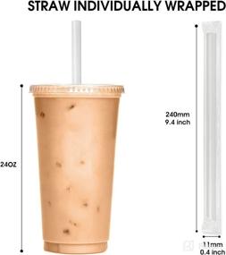 img 3 attached to 🥤 RENYIH 400 Pcs Clear Boba Straws Jumbo Smoothie Straws - Individually Wrapped Disposable Plastic Straws (0.43" Wide X 9.45" Long)