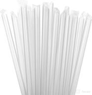 🥤 renyih 400 pcs clear boba straws jumbo smoothie straws - individually wrapped disposable plastic straws (0.43" wide x 9.45" long) logo