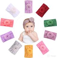 soft cotton baby turban head wrap with bows for girls - toddler/kids hairbands, newborn-friendly logo