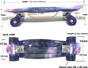 img 2 attached to DreamFire Galaxy Starry Skateboard Mini Retro Cruiser Skate Board For Kids Boys Girls Beginners Purple 22 Inch