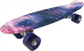 img 3 attached to DreamFire Galaxy Starry Skateboard Mini Retro Cruiser Skate Board For Kids Boys Girls Beginners Purple 22 Inch