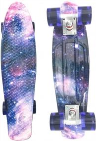 img 4 attached to DreamFire Galaxy Starry Skateboard Mini Retro Cruiser Skate Board For Kids Boys Girls Beginners Purple 22 Inch