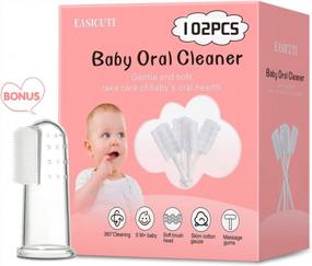 img 4 attached to 102PCS Baby Tongue Cleaner: Complete Dental Care For 0-36 Month Babies With 1 Finger Toothbrush And Case