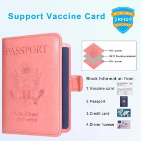 img 2 attached to ACdream Passport And Vaccine Card Holder Combo With RFID Blocking - Leather Travel Organizer For Men And Women - Light Pink - Includes CDC Vaccination Card Slot
