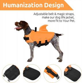 img 1 attached to Ripstop Dog Life Jacket With Shark Design - ASENKU Pet Floatation Vest For Water Safety During Beach, Pool And Boating Activities - Preserver Swimsuit In Orange Color, Size Small