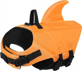img 3 attached to Ripstop Dog Life Jacket With Shark Design - ASENKU Pet Floatation Vest For Water Safety During Beach, Pool And Boating Activities - Preserver Swimsuit In Orange Color, Size Small
