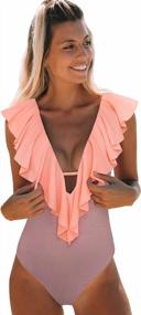 img 4 attached to Flattering And Chic: SPORLIKE Women'S V-Neck Ruffle One Piece Swimsuit With Padding