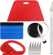 complete wallpaper smoothing kit with tape measure, red & medium-hardness squeegees, vinyl cutter, and replacement blades - ideal for adhesive paper application and window decorating logo