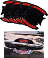 🚗 premium car door handle cup cover: ultimate scratch protector kit for vehicle accessories –paint protection, padded film pad, anti fingernails trim, reflective carbon black & red (4 pack) логотип