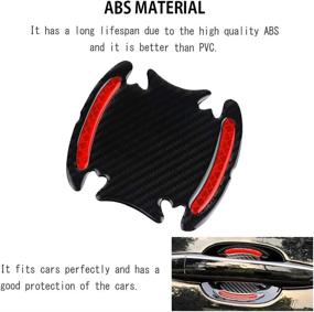 img 2 attached to 🚗 Premium Car Door Handle Cup Cover: Ultimate Scratch Protector Kit for Vehicle Accessories –Paint Protection, Padded Film Pad, Anti Fingernails Trim, Reflective Carbon Black & Red (4 Pack)