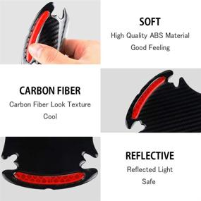 img 3 attached to 🚗 Premium Car Door Handle Cup Cover: Ultimate Scratch Protector Kit for Vehicle Accessories –Paint Protection, Padded Film Pad, Anti Fingernails Trim, Reflective Carbon Black & Red (4 Pack)