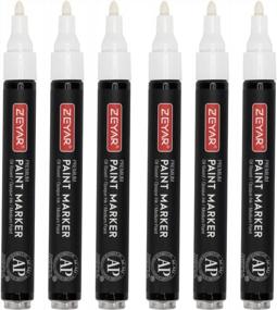 img 4 attached to ZEYAR Permanent Oil-Based Paint Markers, Medium Point, Waterproof Ink, Expert Of Rock Painting, Great On Mug, Rock, Glass, Canvas, Metal And More (6 White)