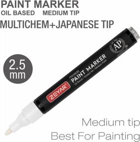 img 2 attached to ZEYAR Permanent Oil-Based Paint Markers, Medium Point, Waterproof Ink, Expert Of Rock Painting, Great On Mug, Rock, Glass, Canvas, Metal And More (6 White)