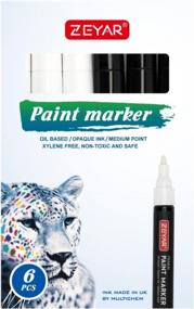 img 1 attached to ZEYAR Permanent Oil-Based Paint Markers, Medium Point, Waterproof Ink, Expert Of Rock Painting, Great On Mug, Rock, Glass, Canvas, Metal And More (6 White)