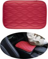 🚗 amiss auto center console pad: waterproof car armrest seat box cover, leather protector for vehicles, suvs, trucks & cars (red) логотип