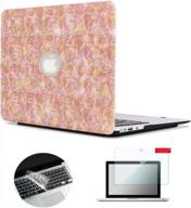 protect your macbook air with stylish pink leaf design: se7enline compatible hard shell case with screen protector and keyboard cover for a1369/a1466 13 inch model logo