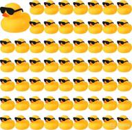 🦆 set of 60 rubber ducks with sunglasses - mini bath ducky float toys for baby shower decorations, birthday party favors, classroom prizes, pinata fillers, and supplies logo