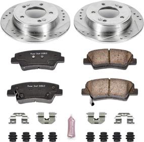 img 3 attached to 🚗 K6501 Rear Z23 Carbon Fiber Brake Pads with Drilled & Slotted Brake Rotors Kit by Power Stop