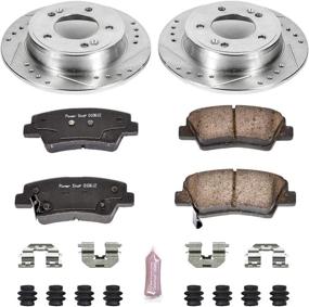 img 1 attached to 🚗 K6501 Rear Z23 Carbon Fiber Brake Pads with Drilled & Slotted Brake Rotors Kit by Power Stop