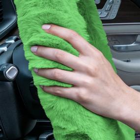 img 3 attached to 🚗 FH Group FH2016GREEN Universal Fit Doe16 Faux Rabbit Fur Cozy Green Steering Wheel Cover: Premium Protection for Cars, SUVs, Trucks, and Vans