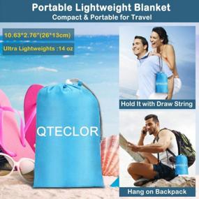 img 1 attached to Beach Blanket Sand Proof Oversized - Extra Large Sand Free Beach Blankets/Big Mat Waterproof For Family Outdoor Travel With 6 Stakes, 4 Corner 1 Pocket (Blue+Grey, L(108*85.2 Inch))