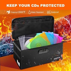 img 3 attached to Fireproof & Water-Resistant CD Storage Box With Lock - Holds Up To 165 Discs, Collapsible & Durable Holder W/ Lid - Black