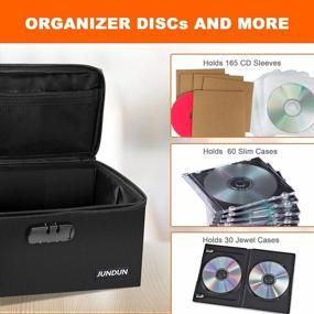 img 2 attached to Fireproof & Water-Resistant CD Storage Box With Lock - Holds Up To 165 Discs, Collapsible & Durable Holder W/ Lid - Black