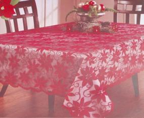 img 3 attached to Red Christmas Tablecloth 60X83 With Lace Leaves Prints - Rectangle Holiday Table Fabric Cover