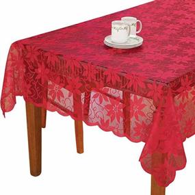 img 2 attached to Red Christmas Tablecloth 60X83 With Lace Leaves Prints - Rectangle Holiday Table Fabric Cover