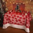 red christmas tablecloth 60x83 with lace leaves prints - rectangle holiday table fabric cover logo
