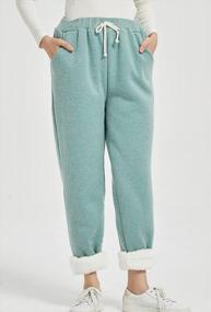 img 3 attached to Flygo Women'S Winter Warm Fleece Joggers Pants Sherpa Lined Athletic Active Sweatpants