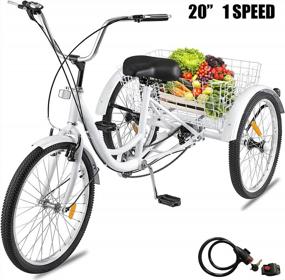img 3 attached to White 20" Single Speed Tricycle Cruise Bike W/ Bell Brake System & Large Basket - Adult Recreation & Exercise