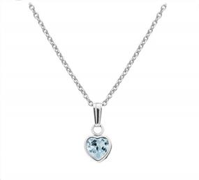 img 1 attached to Charming 13-Inch Sterling Silver Heart Pendant Necklace With Simulated Birthstone For Little Girls