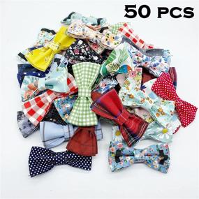 img 3 attached to 🐶 50 Pcs SJANE Delicate Dog Bow Ties: Multiple Styles &amp; Colors for Pet Collar Charms, Bowties for Summer Hawaiian Parties, Weddings, Birthdays &amp; Special Occasions