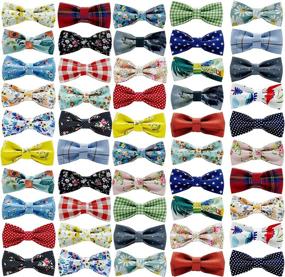 img 4 attached to 🐶 50 Pcs SJANE Delicate Dog Bow Ties: Multiple Styles &amp; Colors for Pet Collar Charms, Bowties for Summer Hawaiian Parties, Weddings, Birthdays &amp; Special Occasions