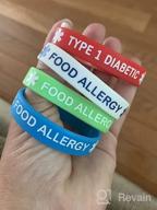 img 1 attached to Medical Alert Wristband for Teens and Kids with Food Allergies - 4 Pack Silicone Bracelets, 6.3-inch ID review by Tony Battaglia