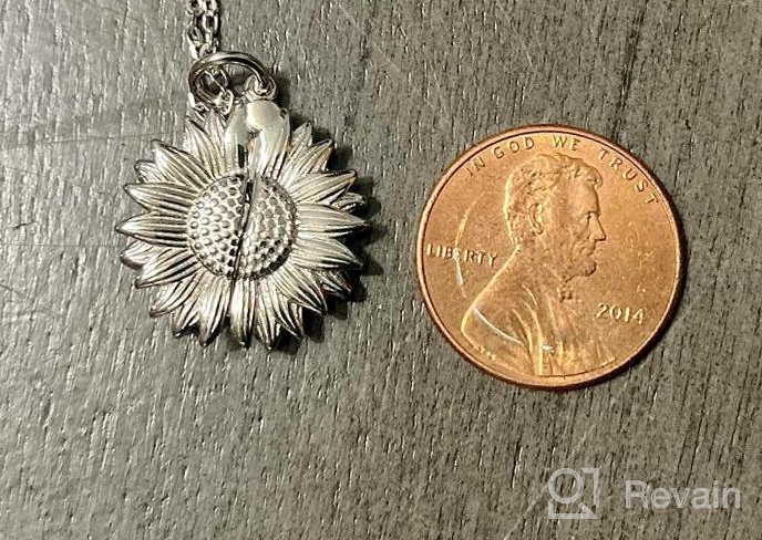 img 1 attached to Beautifully Crafted You Are My Sunshine Locket Necklace With Stamped Sunflower On Sterling Silver For Women And Teen Girls review by Patrick Hamman