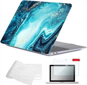img 4 attached to Se7Enline MacBook Air 13" 2020/2021/2022 Case Hard Covers With Touch ID, Retina Display A1932 TPU Keyboard Cover + Screen Protector - River Sand Pattern