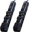 🔌 echogear rotating outlet surge protector 2-pack: 8 outlets, flat plug, long cord, mounting holes - black logo