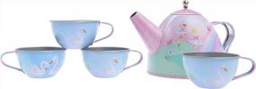 img 1 attached to Jewelkeeper Ballerina Pretend Tea Set - 15 Piece Girls Toy Tin With Carrying Case