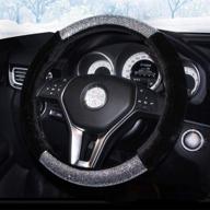 🖤 black diamond plush steering wheel cover with sparkling rhinestones, universal 15-inch soft steering wheel covers for women men, anti-slip, fluffy логотип