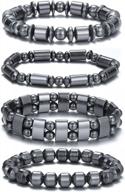 enhance your wellbeing with 4 pcs of hematite therapy bracelet - elastic magnet stone beaded bracelets for stress & anxiety relief in men and women logo