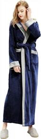img 3 attached to Согрейтесь этой зимой с длинным банным халатом с капюшоном Hellomamma для женщин - фланелевые флисовые халаты для максимального комфорта и стиля