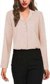 img 2 attached to Stylish And Comfortable: Furnex Women'S V Neck Chiffon Blouses With 3/4 Sleeves And Tunic Length