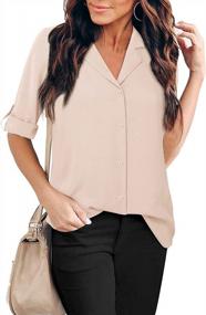 img 3 attached to Stylish And Comfortable: Furnex Women'S V Neck Chiffon Blouses With 3/4 Sleeves And Tunic Length