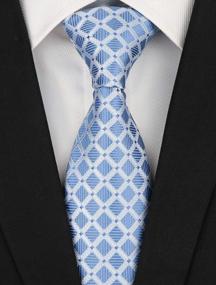 img 3 attached to Light Blue And White Checkered Silk Tie For Men - Classic Jacquard Woven Necktie By Secdtie